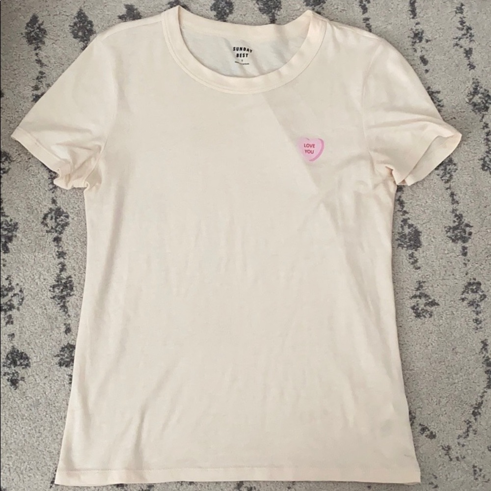 Aritzia tee shirt with candy heart graphic